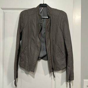 Free people gray faux leather jacket size 6